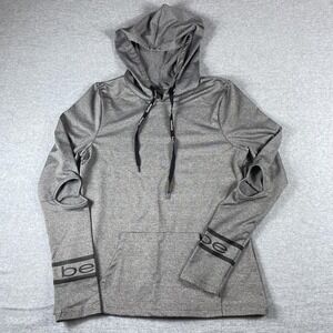 Bebe Hoodie Womens Small Gray Pullover Lightweight Kangaroo Pocket Logo